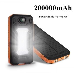 Batteries Banque d'alimentation étanche 200000mAh avec deux piles de boîtier de chargeur solaire USB Batteries 5353683 Drop livraison électronique DHDQF