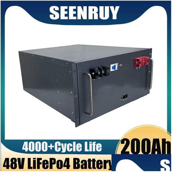 Batteries Seenruy 48V 200AH LIFEPO4 9,6 kWh Lithium Batterry Bluetooth App Iron Phosphate RS485 Base de communication avec 10A Charger D DHNBJ