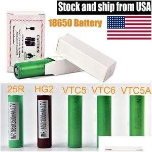 Batteries Batterie Inr de qualité supérieure 25R Hg2 30Q Vtc6 3000Mah He2 He4 2500Mah Vtc5 Mod Lithium rechargeable pour lampe de poche Drop Deliver Dhap7