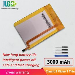 Batteries UGB Nouveau remplacement de mise à niveau de la batterie LG pour iPod Classic 6 6.5 7 Vidéo 5 5.5 Thin 3000mAh
