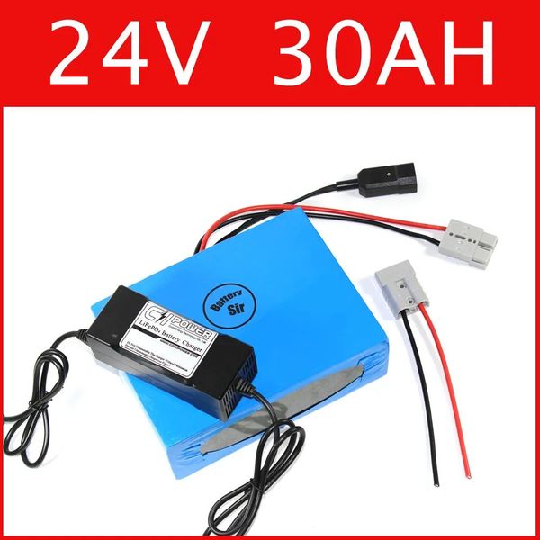 Batería Batería de litio de 24V 30AH batería superpotencia de 29,4 V batería de iones de litio + cargador + BMS, paquete de bicicleta eléctrica Libre de derechos de aduana