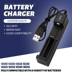 Battery Charger 18650 USB 1 Slot Universal Smart Quick Charging Rechargeable Lithium Battery Charger For 14500 16340 26650 18500
