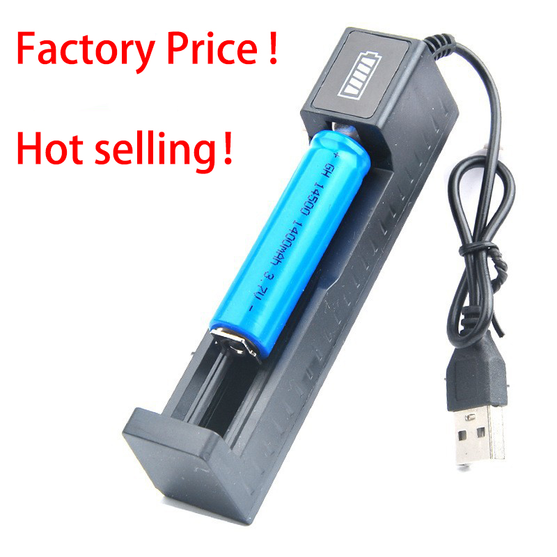 Batteriladdare Single Slot USB Litium Battery 3.7V Laddare Lämplig för batterier 18650 14500 16340 18350 18500