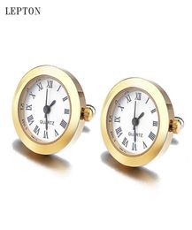 Batterie numérique pour hommes Lepton Real Clock Cufflinks Watch Cuff Links For Mens Jewelry Relojes Gemelos7118820