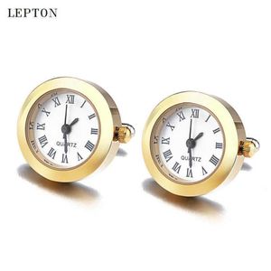 Batterie numérique pour hommes Lepton véritable horloge boutons de manchette montre boutons de manchette pour hommes bijoux Relojes gemelos295K
