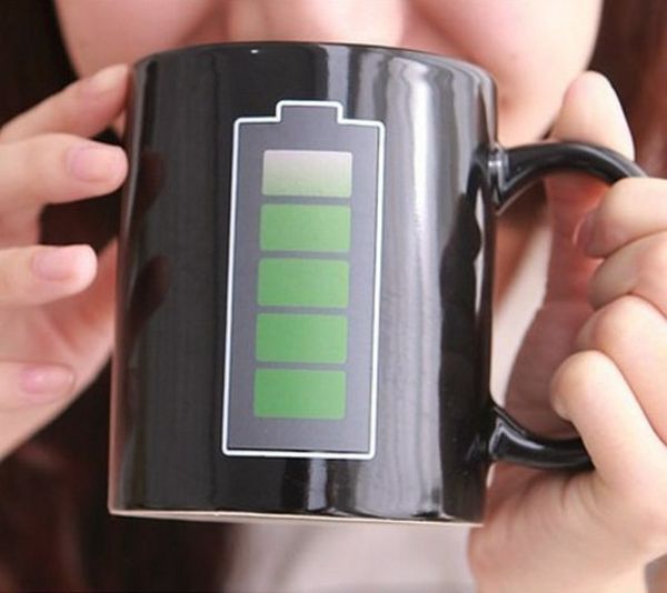Batterie tasse magique énergie Positive couleur changeante tasse en céramique décoloration café thé lait tasses nouveauté cadeaux Promotion