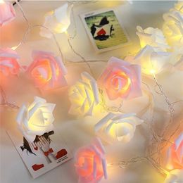 Operado por batería 10 LED Rose Flor artificial Guirnalda Luces de cadena para la decoración de vacaciones de boda Regalo del día de San Valentín Luz de hadas 220815