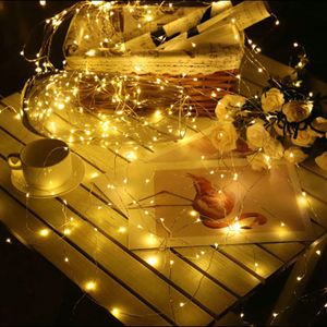 Batterij bediende 6,5ft Mini String Licht 20 LED Koperdraad Lichten 3000K Warm Wit IP67 Waterpoof Firefly Starry Moon Light voor DIY Wedding Party Slaapkamer Oemled