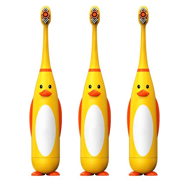 Brosse à dents électrique pour enfants à piles conception de dessin animé de canard jaune jusqu'à 90 jours de temps de travail à partir de 3 ans cadeau pour enfants