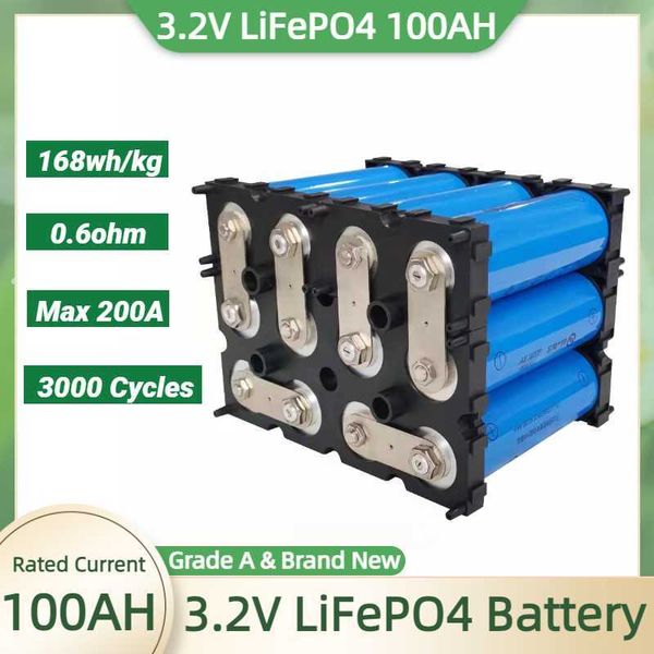 BatteryQueen DIY LiFePO4 Batterie 100AH 48V 3.2V Cylindre Batterie Rechargeable LiPO pour Stockage d'énergie F603200C Grade A