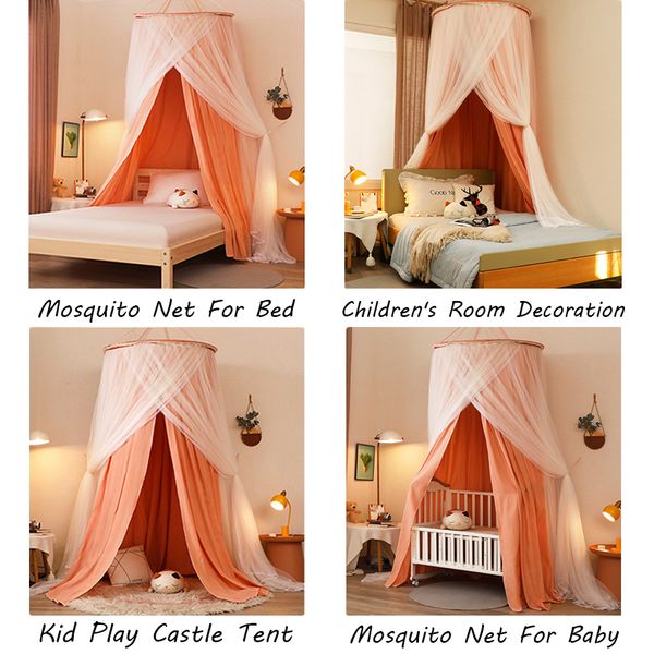 Battillo Bed Canopy For Kids Mosquito Net pour lit Round Dome suspendu intérieur château extérieur jeu Tent pour enfants Décoration de chambre