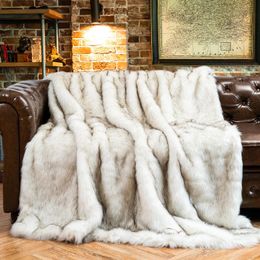Battilo Blanchet en fausse fourrure pour lit Décor de luxe Blanke Super doux flou Fox Fox Furt Furts hivernal chaleureux et couverture de jet 231227