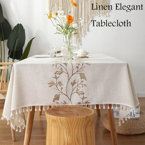 Battilo – couverture de Table en lin, nappe blanche rectangulaire, imperméable, pour Table basse, pour salle à manger, bureau, décoration de cuisine, 240123