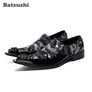 Batzuzhi Style britannique hommes chaussures bout pointu en fer en cuir chaussures habillées chaussures de danse de mariage pour hommes, grande taille US6-12