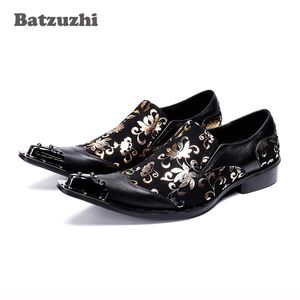Batzuzhi mode chaussures de mariage hommes pointe en métal pointu noir chaussures habillées formelles Oxfords zapatos de hombre fête, chaussures d'affaires!
