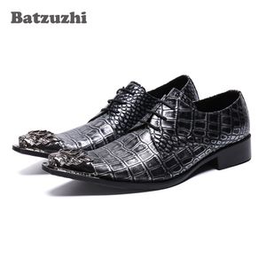 Batzuzhi chaussures pour hommes faites à la main pointe en métal chaussures habillées en cuir hommes d'affaires à lacets zapatos de hombre, grande taille 38-46!