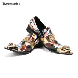 Batzuzhi chaussures habillées en cuir de couleur pointe en métal faites à la main pour hommes fête d'affaires et mariage 230816 GAI GAI GAI