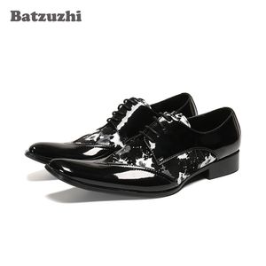 Batzuzhi luxe mâle fête formelle chaussures plates en cuir formel hommes chaussures habillées Vintage métal bout pointu Chaussure Homme!