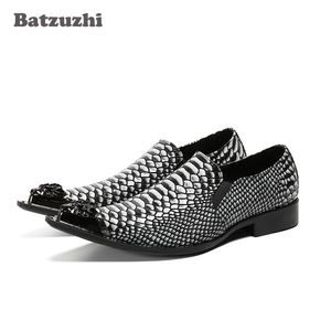 Batzuzhi chaussures pour hommes de mode occidentale chaussures habillées en cuir d'affaires formelles pointe en métal chaussures de fête hommes zapatos de hombre