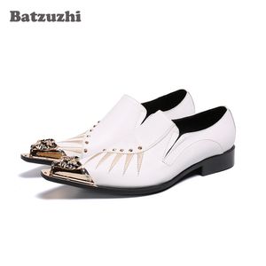 Batzuzhi Zapatos Hombre Mode Cuir Chaussures Hommes Méton Méton Toe Toe Blanc Cuir Robe Chaussures Men Party Party Footwear, 38-46