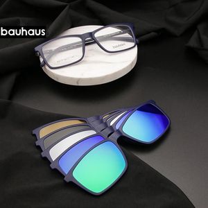 Bauhaus lunettes de soleil polarisées hommes 5 en 1 pince magnétique sur lunettes ULTEM optique Prescription montures de lunettes lunettes 240110