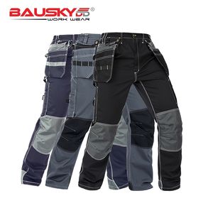 Bauskydd Vêtements de travail Pantalons de travail noirs pour hommes Uniformes multi-poches pour outils 210715