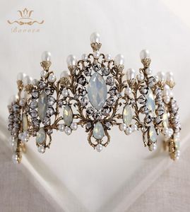 Bavoen de calidad superior elegante retro barroco novias diademas corona naturaleza perlas boda tiara tocados accesorios para el cabello de fiesta T19066574023