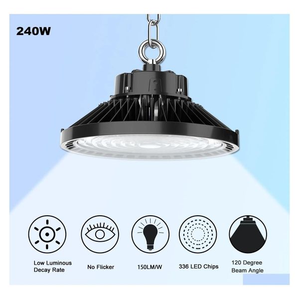 Bay High Bay ETL DLC UFO LED LUMIÈRES 100W 150W 200W 240W ENTREPRISE D'ÉCLAIRAGE INDUSTRIEL