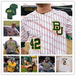 Baylor Bears honkbalshirt 11 Will Pendergrass 54 Drew Leach 18 Andrew Petrowski 4 Kob Andrade 49 Grant Golomb Op maat gestikte Baylor Jerseys