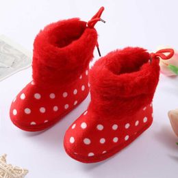 Baywell herfst baby baby meisje jongen sneeuw laarzen polka dot plus fluwelen zachte zool katoenen schoenen peuter schoenen eerste walking G1023