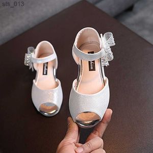 Baywell nuevos niños zapatos de verano niñas pasta diamante Bowknot niños princesa sandalias perla flor niñas baile zapatos planos L230518