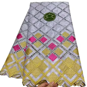 Bazin Riche Dentelle Tissu 5 Yards Femmes Africaines Robe De Soirée Nigériane Dame Parti Strass Vêtements Dentelle Femme Dîner Vêtement Nouveautés 2023 YQ-0015