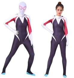 Bazzery Spider Gwen Costume Stacy Cosplay Hoodie Zentai dans le body pour enfants adultes Spireverse