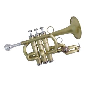 Bb/A Piccolo trompette Instruments de musique brosse finitions corps en laiton jaune avec embout buccal étui trompette Instrument