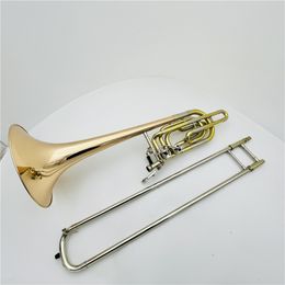 BB/F Bass Trombone Brass Two-Color Double Piston Professional Musical Instrument met Case