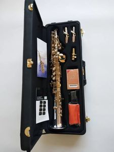 Saxophone soprano professionnel Bb WO37, structure originale un-à-un, cuivre blanc plaqué argent, tuyau droit fendu