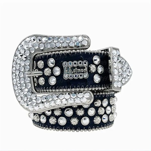 Bb Simon Belt Designer Top Qualité Hommes Femmes Ceinture Avec Plein Strass Bb Ceintures Simon Crâne Aiguille Boucle Ceintures Pour Cadeau De Luxe Designer Bb Ceinture