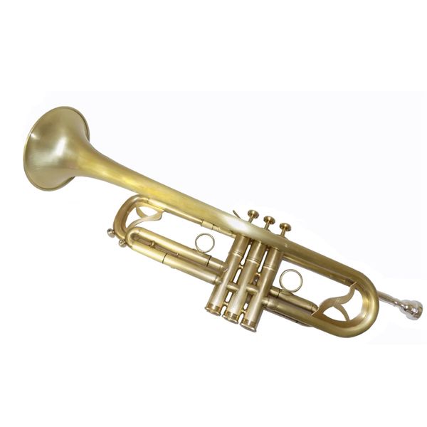 Instrument de trompette Bb avec étui et embout, finitions de brosse, trompettes en laiton jaune, Instrument de trompette