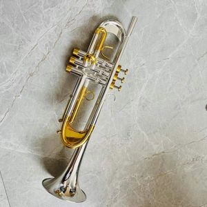 Bb Tune Trompet Sliver Plated Brass Keys Professioneel koperen instrument met koffer mondstuk