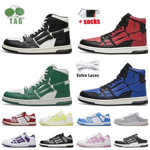 Designer Casual Shoes Skel Top Low Skeleton Sneakers High Bred Loafers Grey Black White Denim Court Purple Volt Light Bone OG Brown Women Mens Trainers