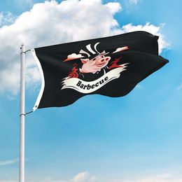 BBQ Chef Flag Pig Pig Heat Meat Frall Pale FeAirg Faxde Frasl Ralaale Cook Banner 3 * 5ft 90 * 150 cm Polyester extérieur intérieur