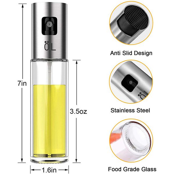 BBQ Cooking Glass Oil Sprayer Glass Oil Sprayer Bomba de aceite de acero inoxidable Spray Oil Bottle Sprayer Can Jar Pot Kitchen Tool GGA3762-9