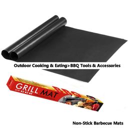 BBQ Grill Mat Duurzame Non-Stick Barbecue Mat 40 * 33cm Kookplaten Magnetron Outdoor BBQ Koken Tool Accessoires 250PCS