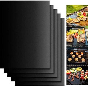 BBQ Grill Mat Antiadherente portátil y reutilizable Hacer que asar a la parrilla sea fácil 13 * 15.75 pulgadas / 33 * 40 CM Horno negro Hotplate Mats Barbacoa Tool GGA3854