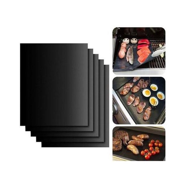 Tapis de barbecue portable antiadhésif et réutilisable, facile à griller, 33x40cm, tapis de plaque chauffante pour four noir, outil de barbecue Eea992 Hl2Mf