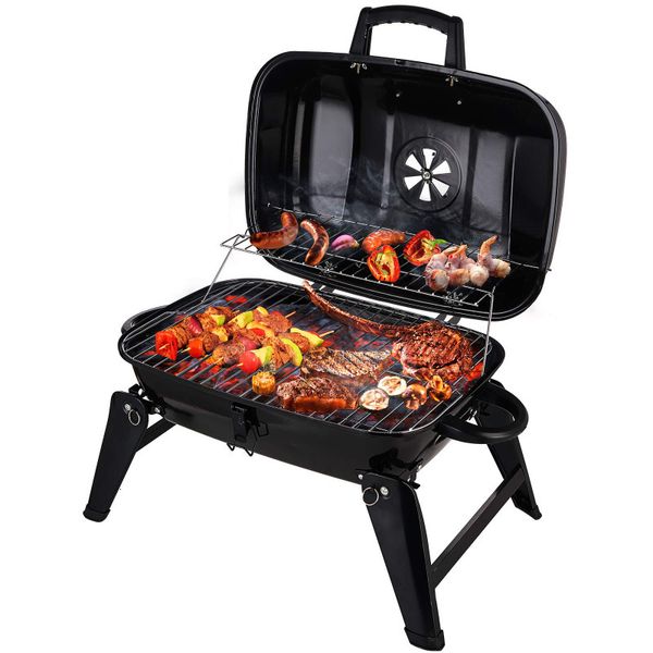 Barbecue Grills 18 Pouces Charcoal Grill Portable Petits Fumeurs Table Pliante pour Camping Patio Cour Cuisine En Plein Air 2305706