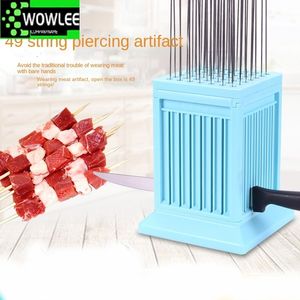 BBQ Grills 49 Holes Meat Skewer Kebab Maker Box Machine Beef Kabobs For Barbecue Kitchen Accessory 230627