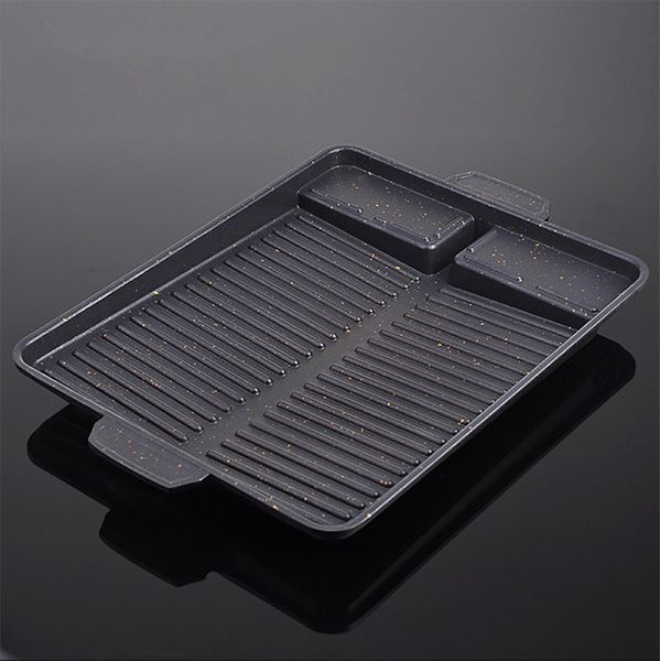 Barbecue Grills BBQ Grill Pan Plate 32 X 26cm Portable Revêtement Antiadhésif Butane Cuisinière À Gaz Cuisinière Plaque Rectangle Coréen Barbecue Plaque 230707