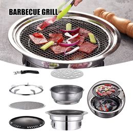 BBQ Grills Houtskool Grill Draagbare Huishoudelijke Koreaanse Ronde Carbon Barbecue Camping Fornuis voor Outdoor Indoor WXV Verkoop 230706