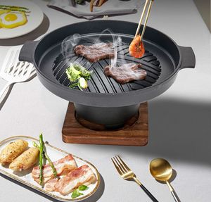 Grilles de barbecue Creative style japonais une personne four de cuisson maison cadre en bois réchaud à alcool cadeau Mini barbecues four grill barbecue coréen 230626